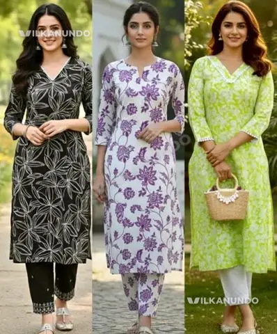 Stylish Floral Print Cotton Kurti Combo (Set of 3)