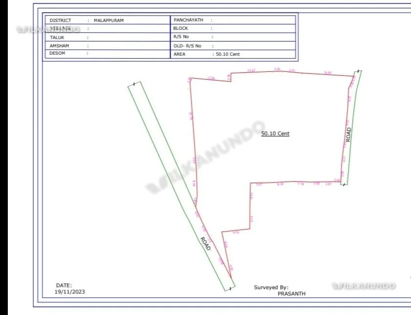 Opp Kairali theater Kozhikode Road Manjeri 50.10 cent commercial plot for sale.