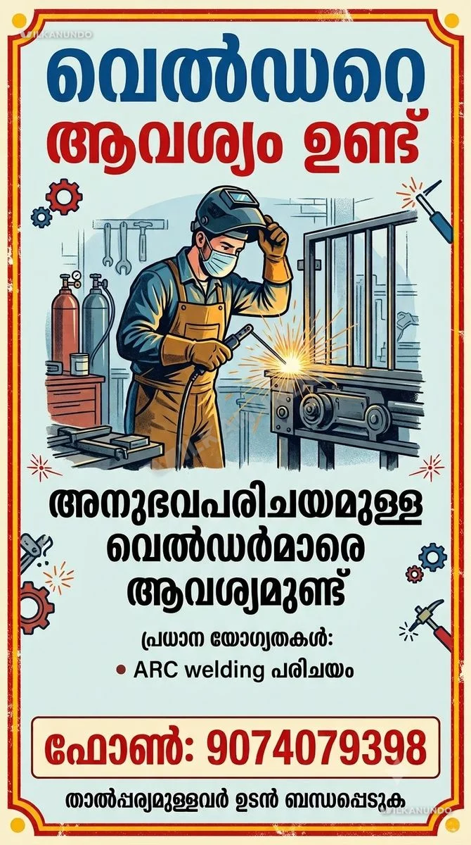 welder ആവശ്യം ഉണ്ട്