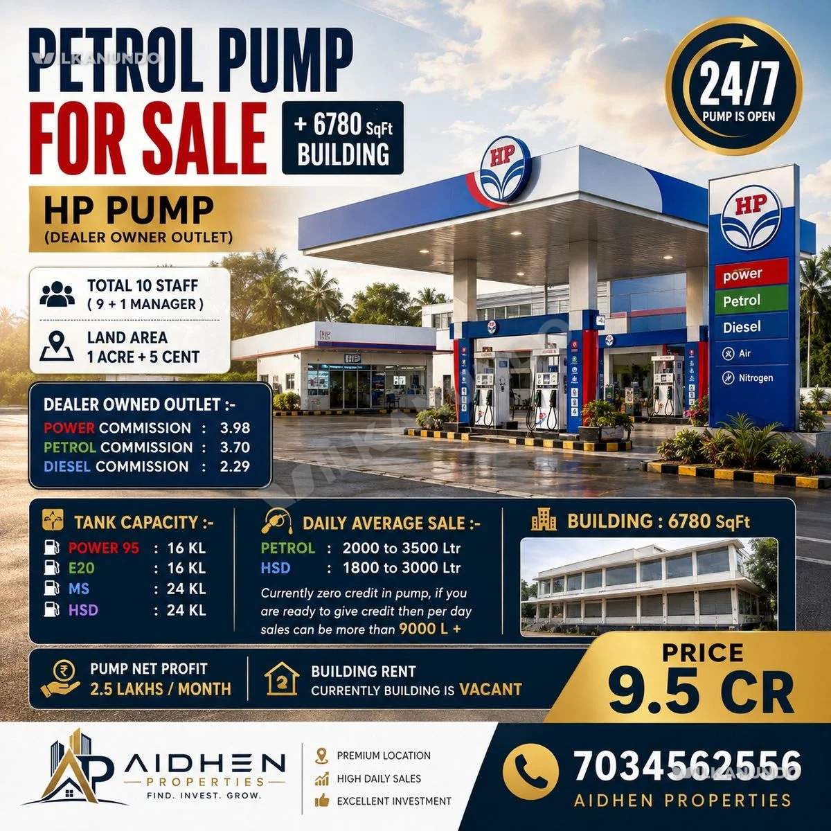 HP PETROL PUMP AND BUILDING FOR SALE