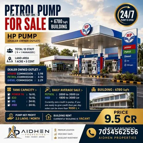 HP PETROL PUMP AND BUILDING FOR SALE