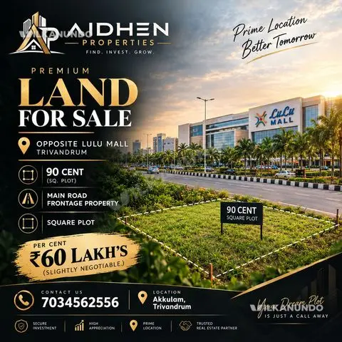 90 cent main road frontage property opposite lulu mall Trivandrum