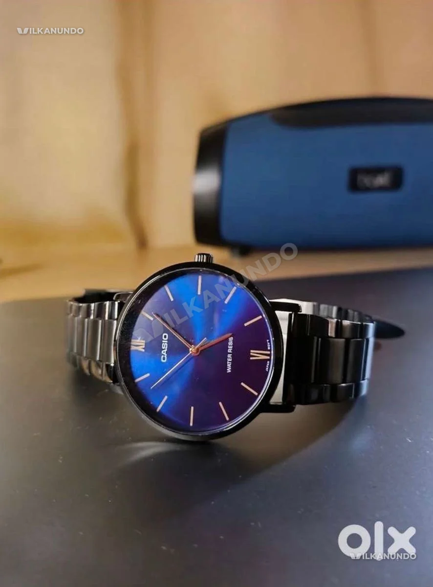 Original Casio Enticer MTP-VT01B-2BUDF Blue Dial Stainless Steel Men’s Watch