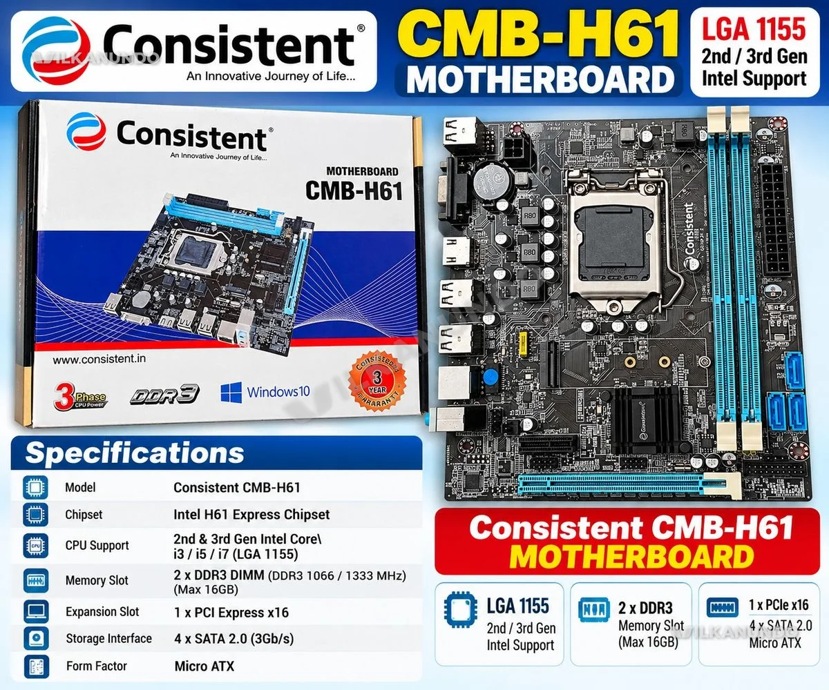 🔥 New H61 Motherboard + i5-2500 Processor Combo – ₹3,000