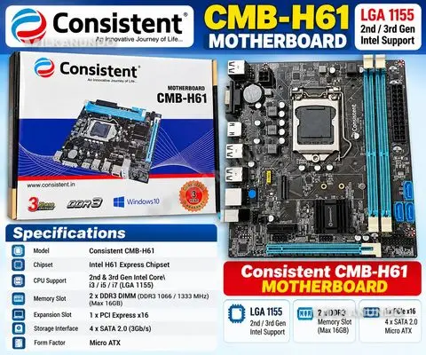 🔥 New H61 Motherboard + i5-2500 Processor Combo – ₹3,000