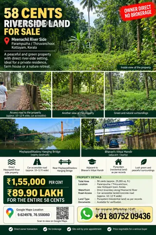 58 CENTS OF RIVERSIDE LAND FOR SALE